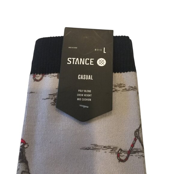 Stance Happy Holideath Men's Crew Socks Size Large 9-13 Gray Black - Picture 3 of 5